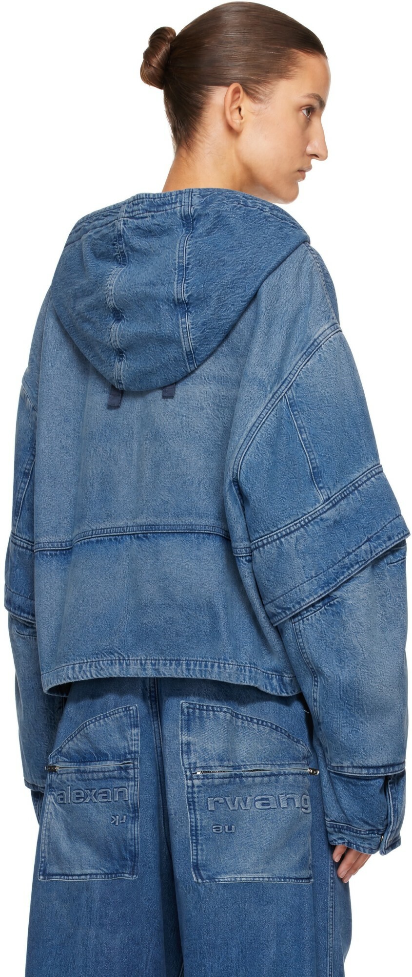 Alexander Wang Blue Cropped Denim Cargo Jacket