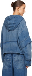 Alexander Wang Blue Cropped Denim Cargo Jacket