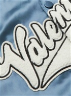 Valentino - Logo-Appliquéd Colour-Block Satin Bomber Jacket - Blue