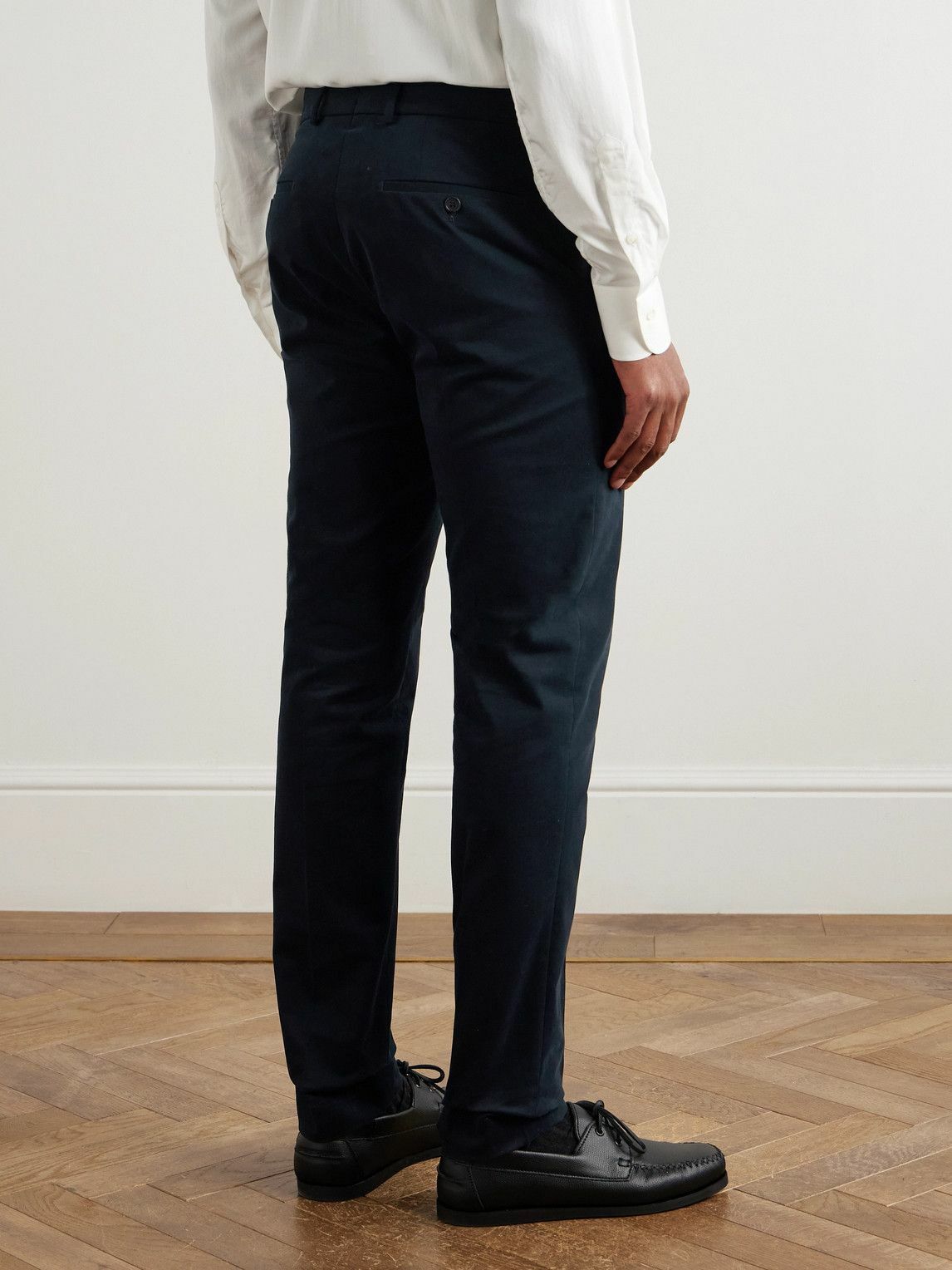 Incotex - Straight-Leg Stretch-Cotton Trousers - Blue