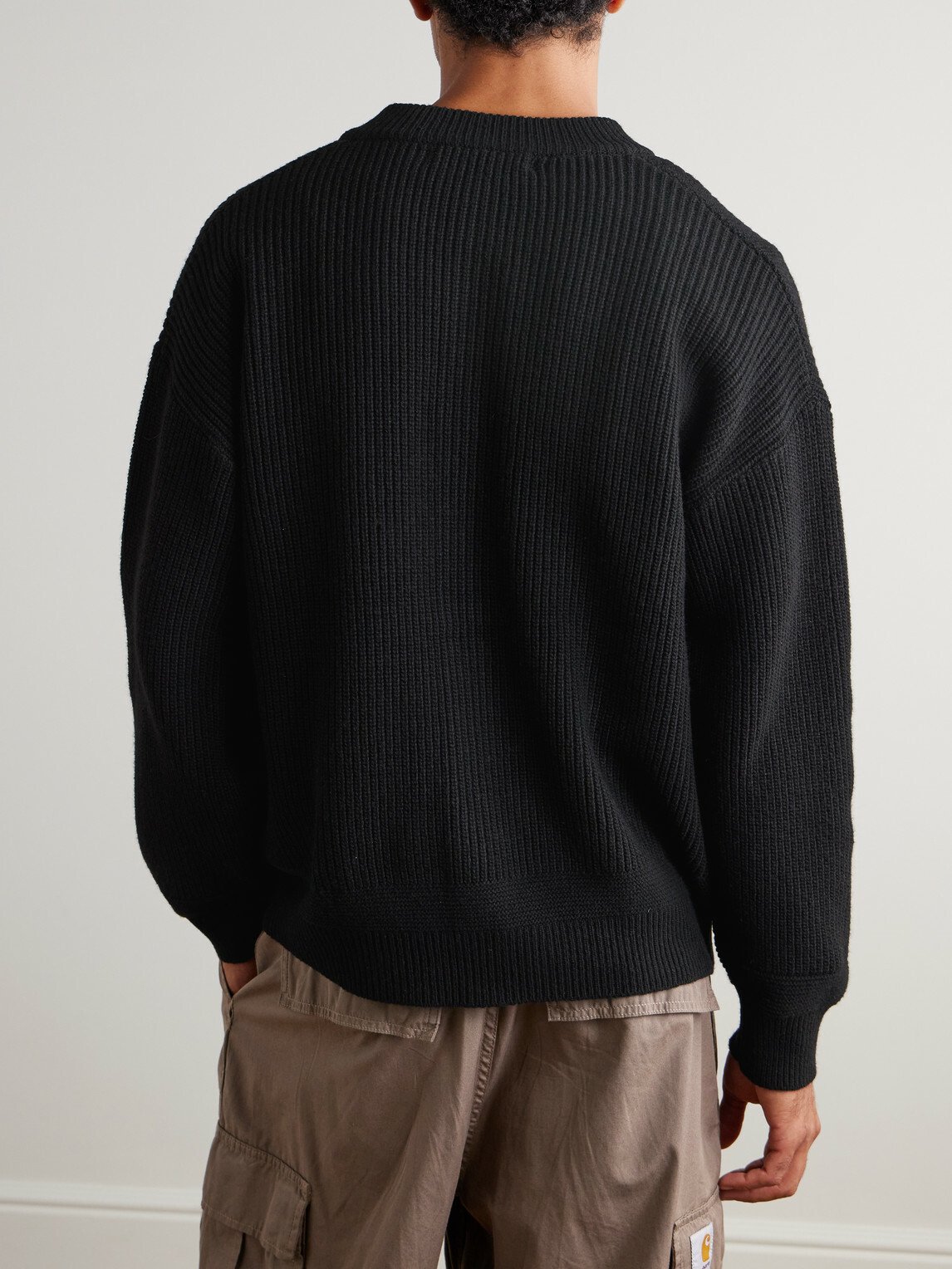 FrizmWORKS - Ribbed Wool-Blend Cardigan - Black