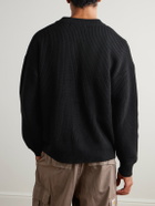 FrizmWORKS - Ribbed Wool-Blend Cardigan - Black