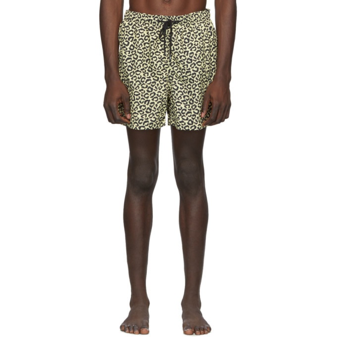 Photo: Solid and Striped Beige and Black Leopard The Classic Swim Shorts
