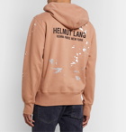 Helmut Lang - Printed Logo-Embroidered Fleece-Back Cotton-Jersey Hoodie - Brown