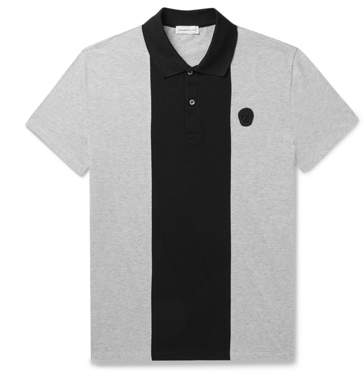 Photo: Alexander McQueen - Logo-Appliquéd Cotton-Jersey and Piqué Polo Shirt - Black