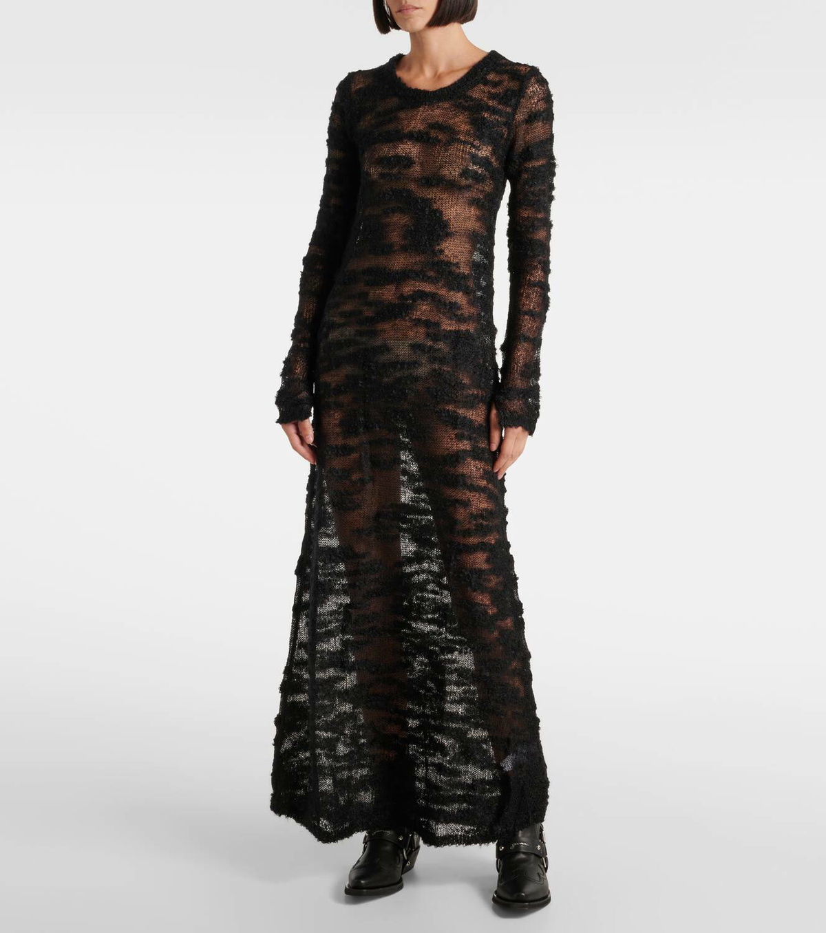 ganni sheer dress Ganni Sheer bouclé maxi dress GANNI