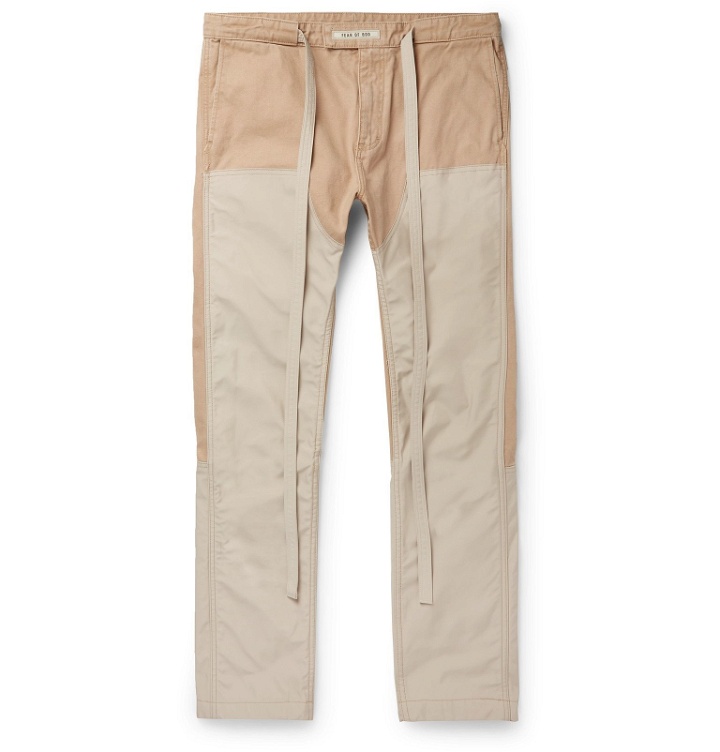Photo: Fear of God - Slim-Fit Belted Panelled Cotton-Canvas and Nylon Trousers - Neutrals