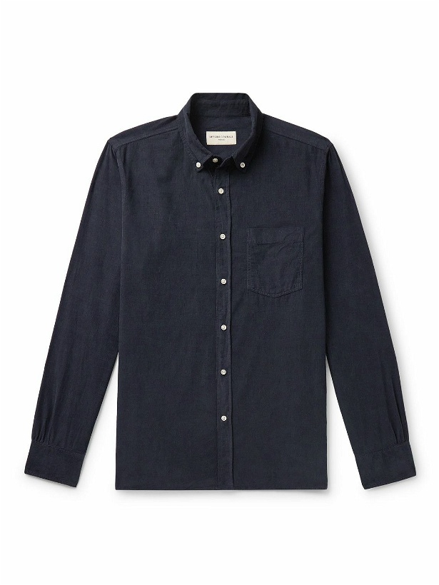 Photo: Officine Générale - Arsene Button-Down Collar Cotton and Lyocell-Blend Corduroy Shirt - Blue