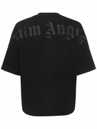 PALM ANGELS - Oversize Glittered Logo Cotton T-shirt