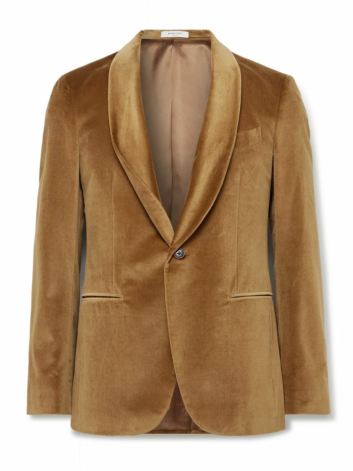 Boglioli - Slim-Fit Shawl-Lapel Cotton-Velvet Tuxedo Jacket - Brown
