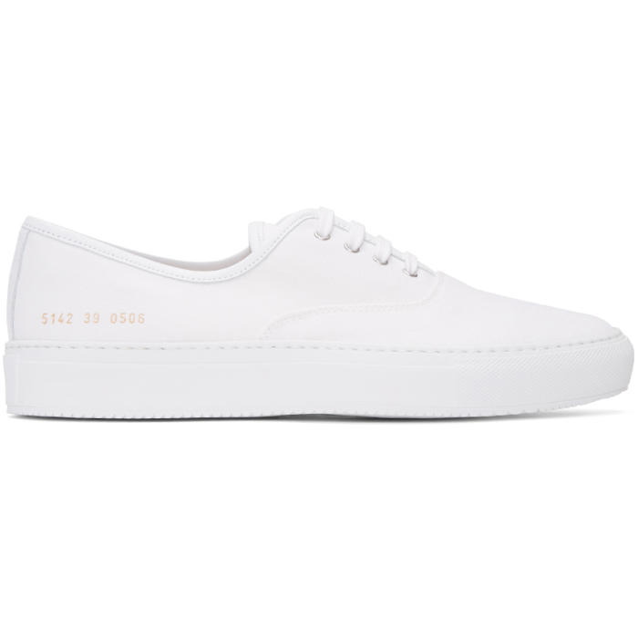 Photo: Common Projects White Canvas Tournament Four Hole Sneakers
