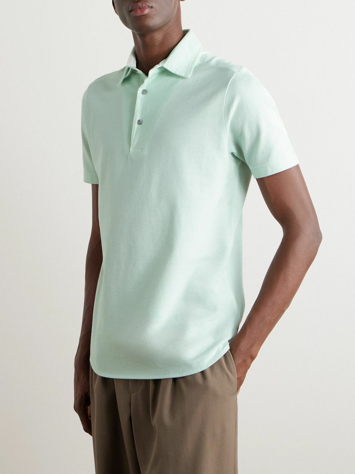 Loro Piana - Cotton-Piqué Polo Shirt - Green Loro Piana