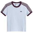 Adidas Women's 3S T-Shirt in Crystal Sky/Maroon