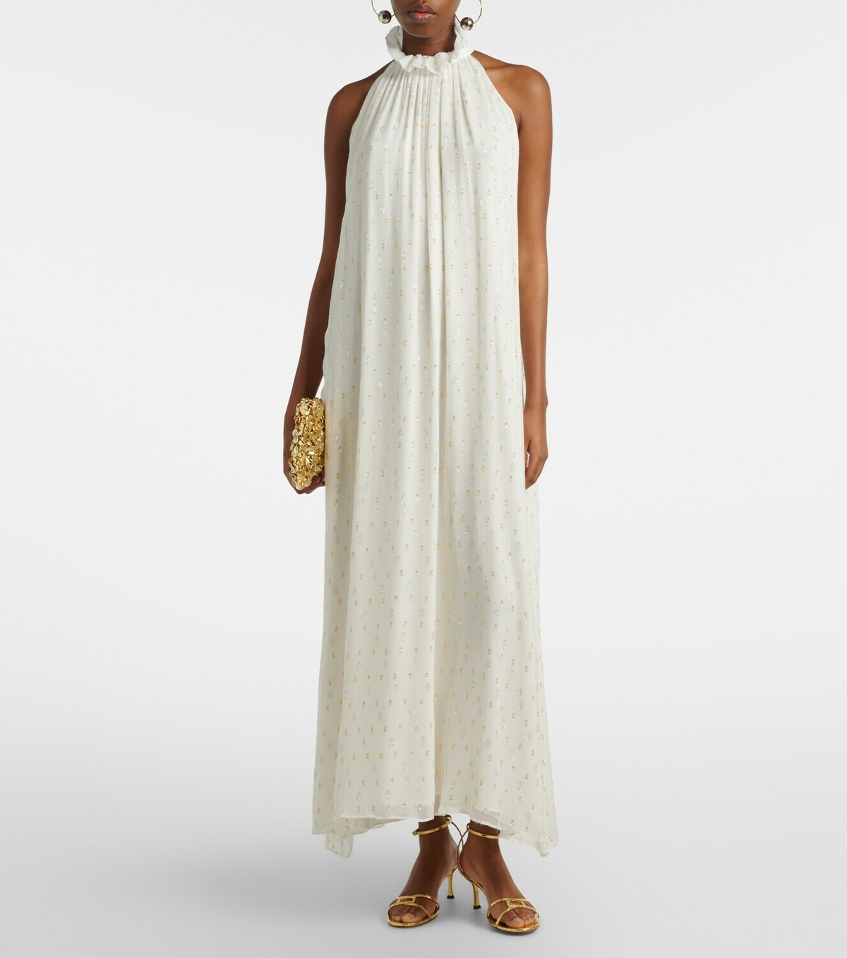 Xu Zhi Polka-dot silk-blend maxi dress