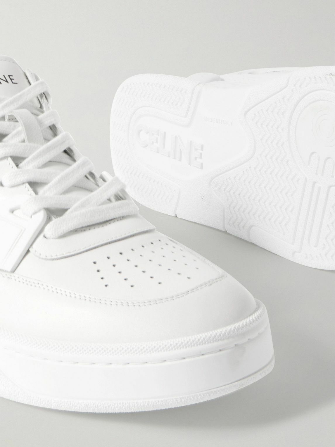 CELINE - CT-09 Leather, Rubber and Mesh Sneakers - White
