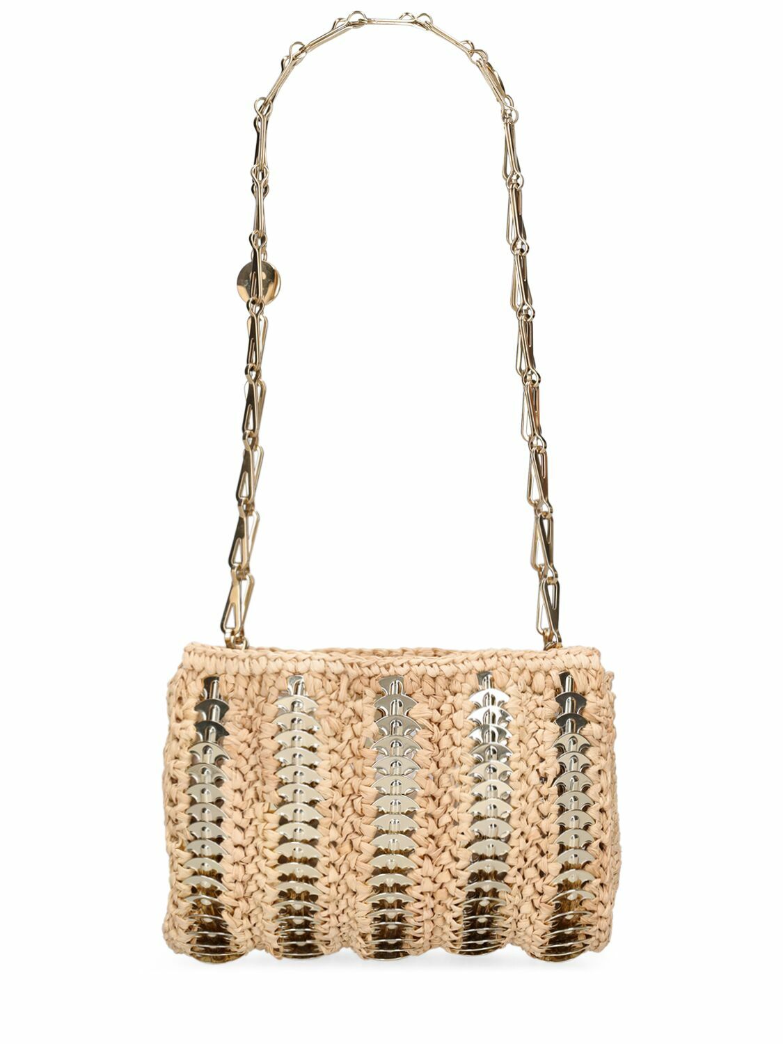 【Rabanne】 1969 Nano raffia shoulder bag 1969 BLACK NANO BAG IN RAFFIA | Rabanne