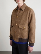 Valentino Garavani - Padded Houndstooth Virgin Wool Bomber Jacket - Brown