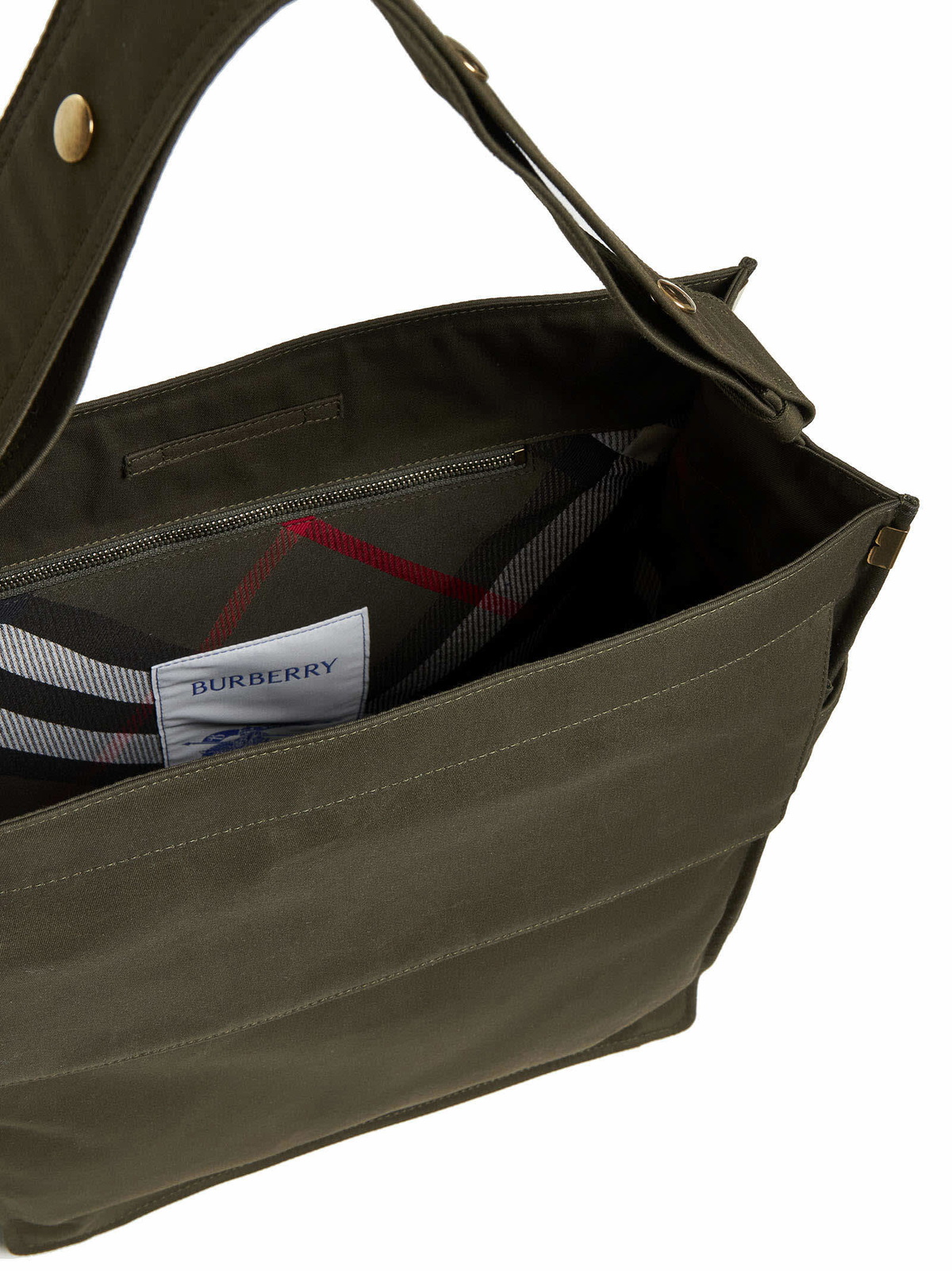 Burberry Military Green Canvas Medium Tote T