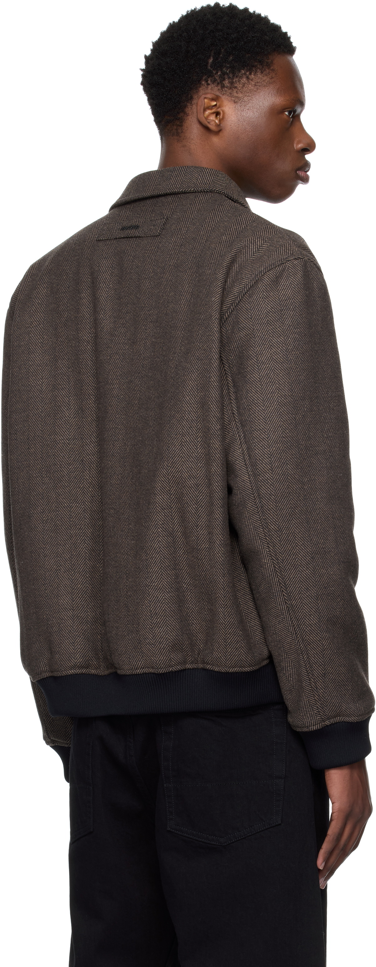 Hugo Brown Herringbone Bomber Jacket
