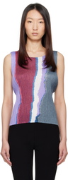 PLEATS PLEASE ISSEY MIYAKE Blue May Grainy Colors Tank Top