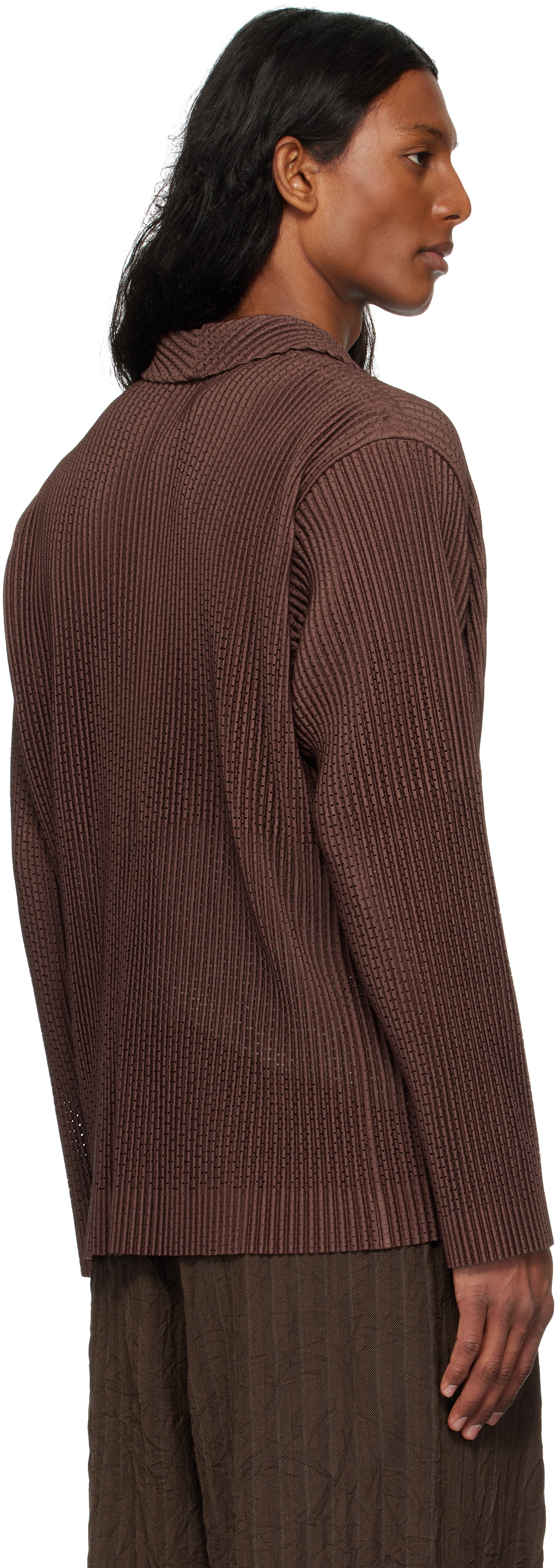 HOMME PLISSÉ ISSEY MIYAKE Brown Outer Mesh Blazer Homme Plisse