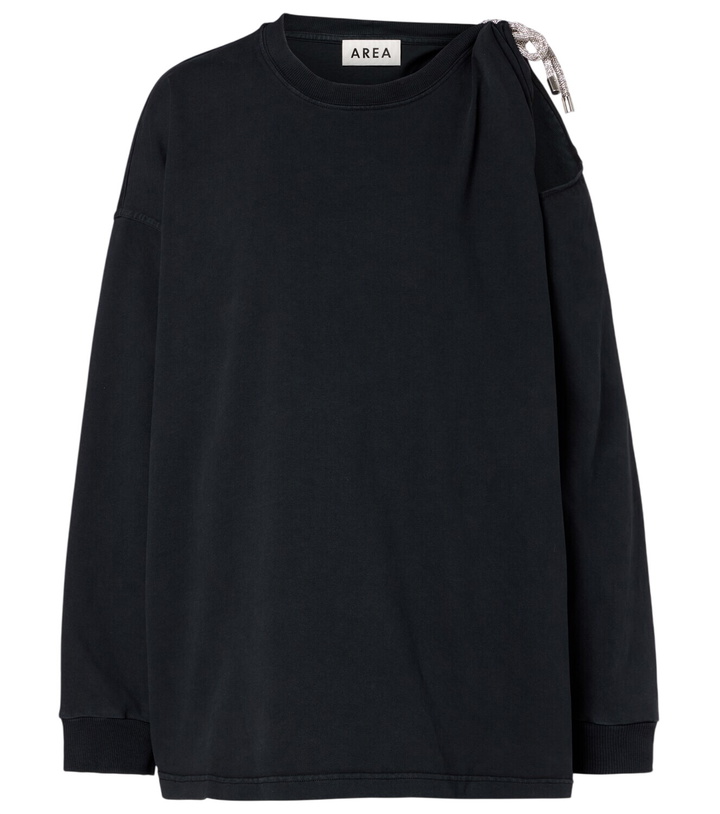 Photo: Area Embellished cotton jersey T-shirt