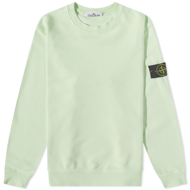 Photo: Stone Island Men's Garment Dyed Crew Neck Sweat in Light Green