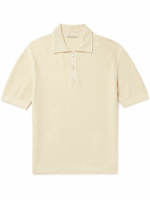 Photo: Piacenza Cashmere - Honeycomb-Knit Cotton Polo Shirt - Neutrals