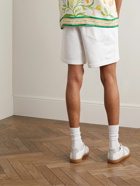 Casablanca - Straight-Leg Logo-Appliquéd Organic Cotton-Jersey Drawstring Shorts - White