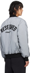 Izzue Gray Reflective Down Bomber Jacket