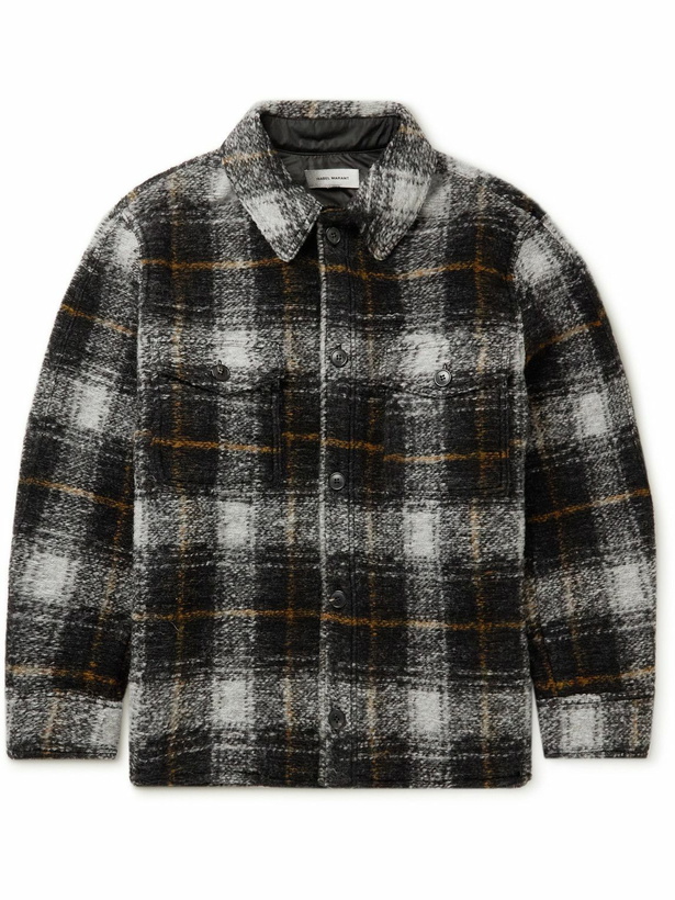 Photo: Isabel Marant - Kervont Checked Wool-Blend Bouclé Overshirt - Multi