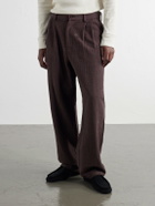 Kardo - Antonio Straight-Leg Pinstriped Cotton Suit Trousers - Brown