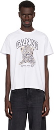 GANNI White Basic Jersey Leopard Relaxed T-shirt