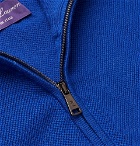 Ralph Lauren Purple Label - Slim-Fit Wool and Cashmere-Blend Piqué Half-Zip Sweater - Men - Blue
