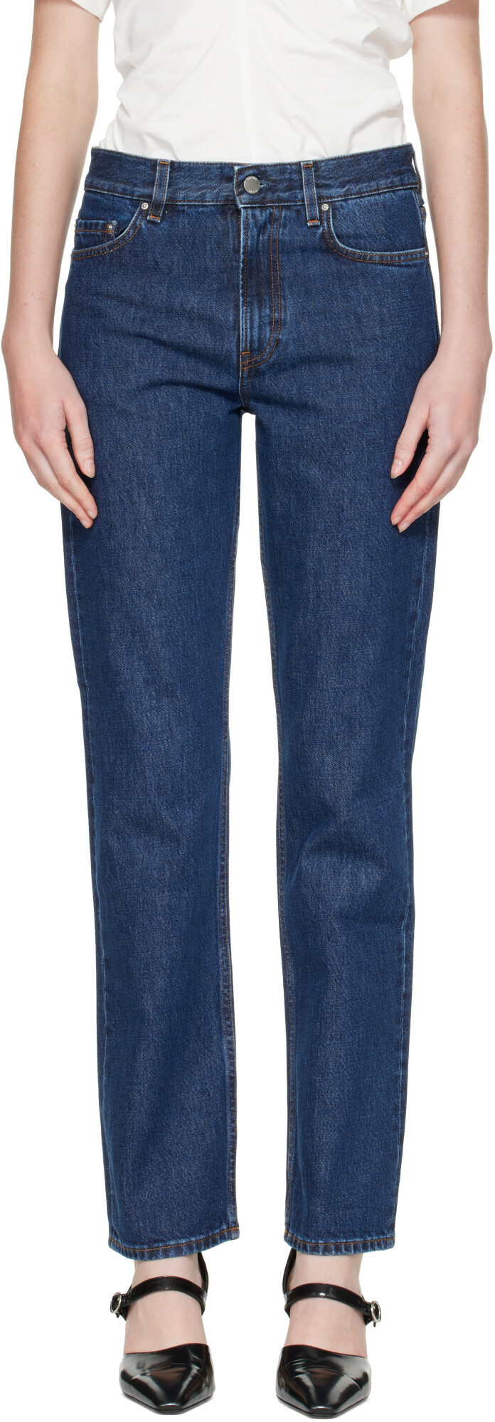 TOTEME Navy Low Straight Jeans