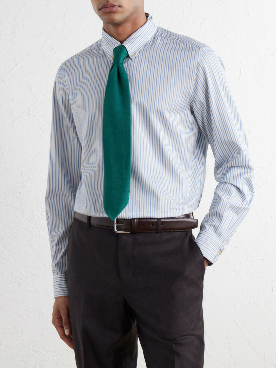 Boglioli - Button-Down Collar Striped Cotton Shirt - Blue