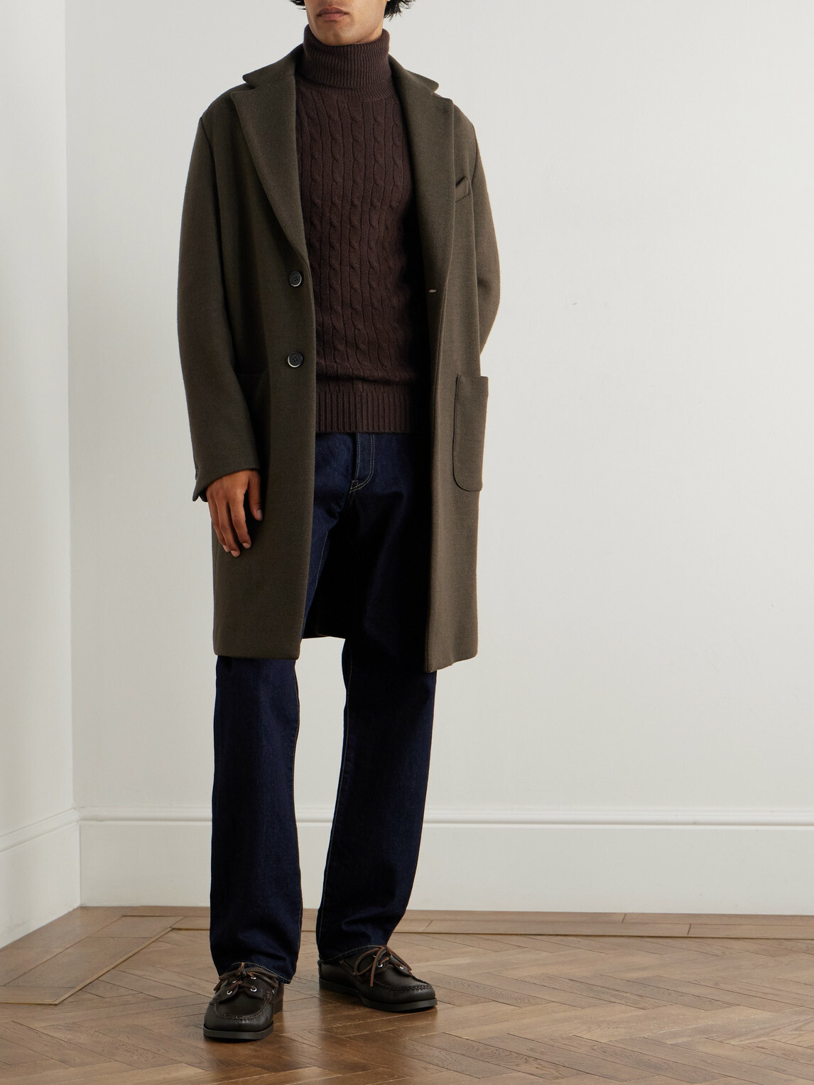 Allude - Slim-Fit Cable-Knit Cashmere-Blend Rollneck Sweater - Brown