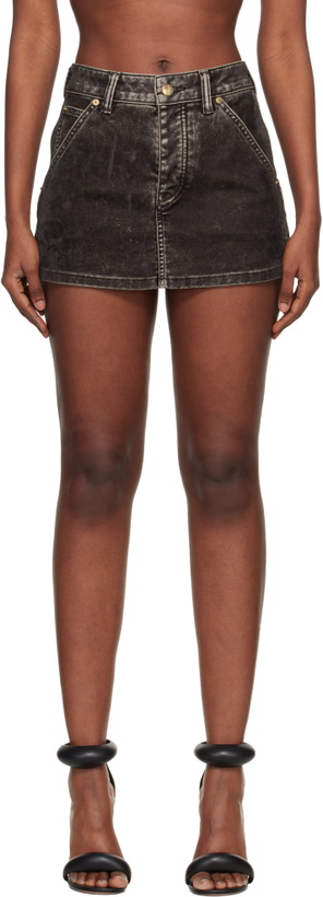 Photo: Alexander Wang Gray Denim Flocked Carpenter Skort