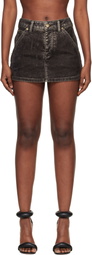 Alexander Wang Gray Denim Flocked Carpenter Skort