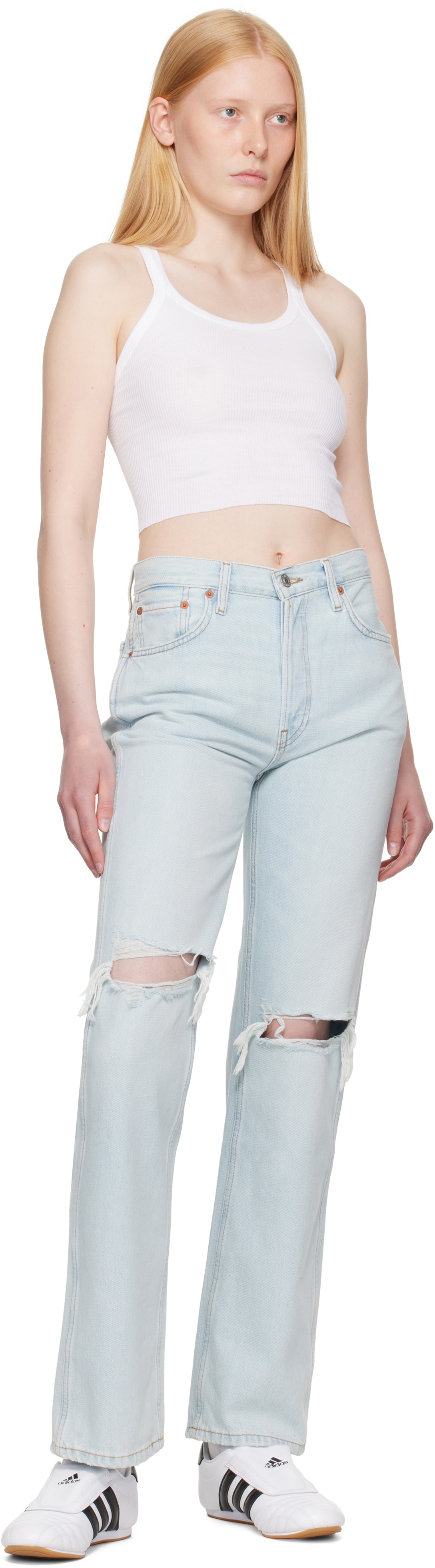 Re/Done Blue High Rise Loose Jeans
