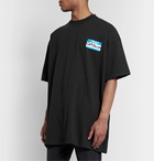 Vetements - Oversized Embroidered Printed Cotton-Jersey T-Shirt - Black