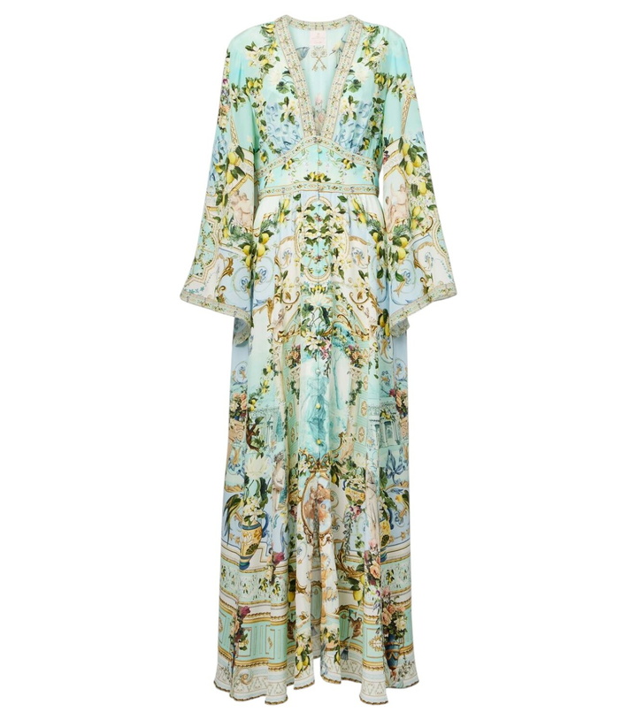 Photo: Camilla Shirred printed silk maxi dress