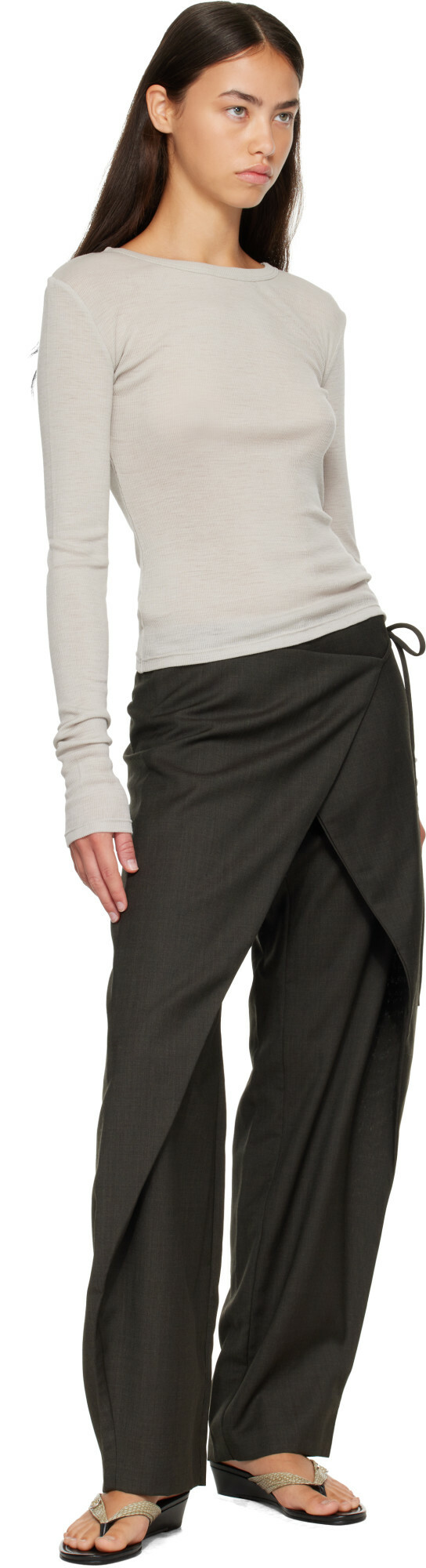 St. Agni Gray Wrap Rouleau Trousers