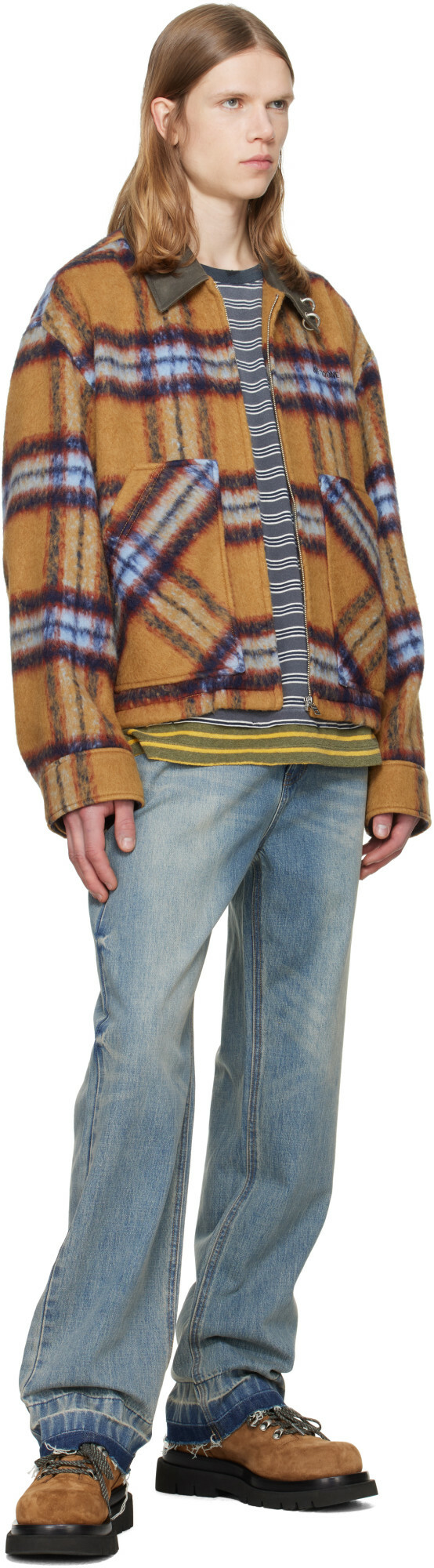 We11done Tan Camel Check Pattern Jacket