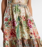 Camilla Embellished floral linen maxi dress