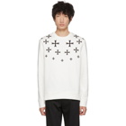 Neil Barrett White Embroidered Military Star Sweatshirt