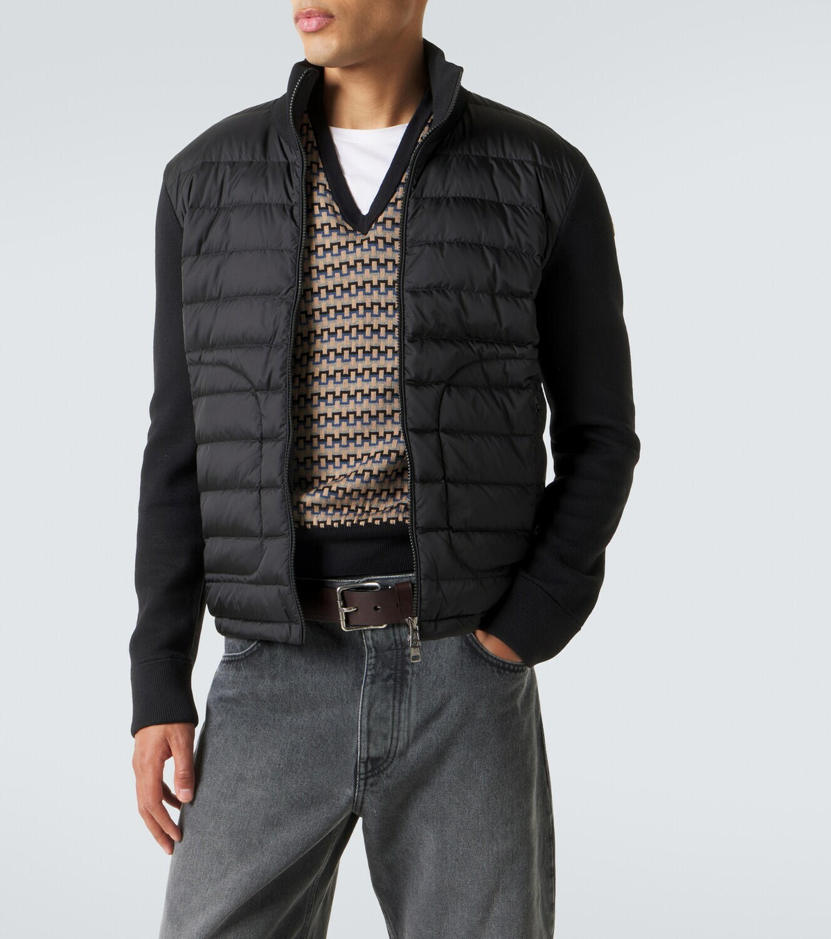 Moncler Tricot down-paneled wool-blend cardigan Moncler