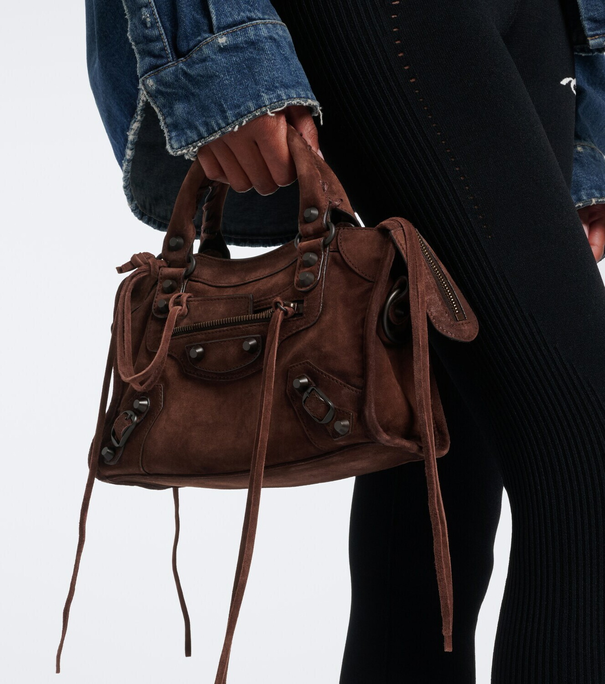 Balenciaga Le City Mini suede top-handle bag