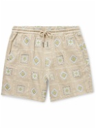 NN07 - Gregor 5398 Straight-Leg Embroidered Linen-Blend Drawstring Shorts - Neutrals