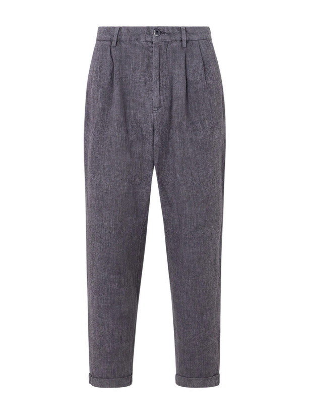 Photo: Barena - Cropped Tapered Pleated Linen-Blend Suit Trousers - Gray